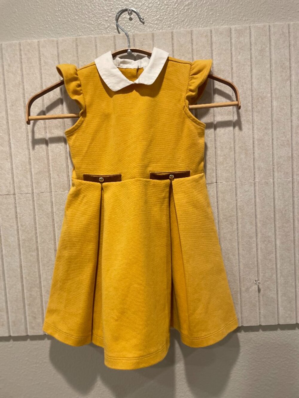Janie and Jack Little Girl Yellow White collar dress Size 4T
